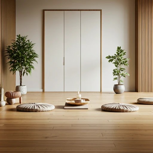 Modern minimalist spiritual meditation space